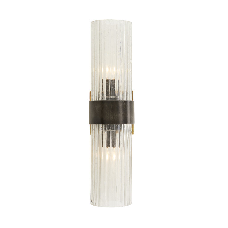 Clear Glass and Iron Plug-In Wall Sconce