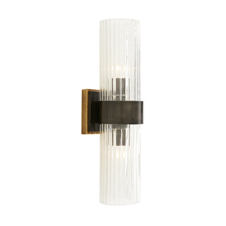 Clear Glass and Iron Plug-In Wall Sconce