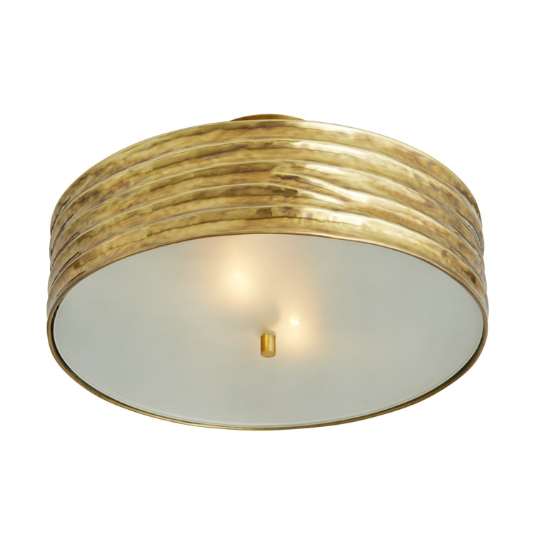 Antique Brass Drum Semi-Flush Mount Ceiling Light