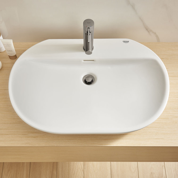 Alpine White Ceramic Oval Wall-Mount Vessel Sink