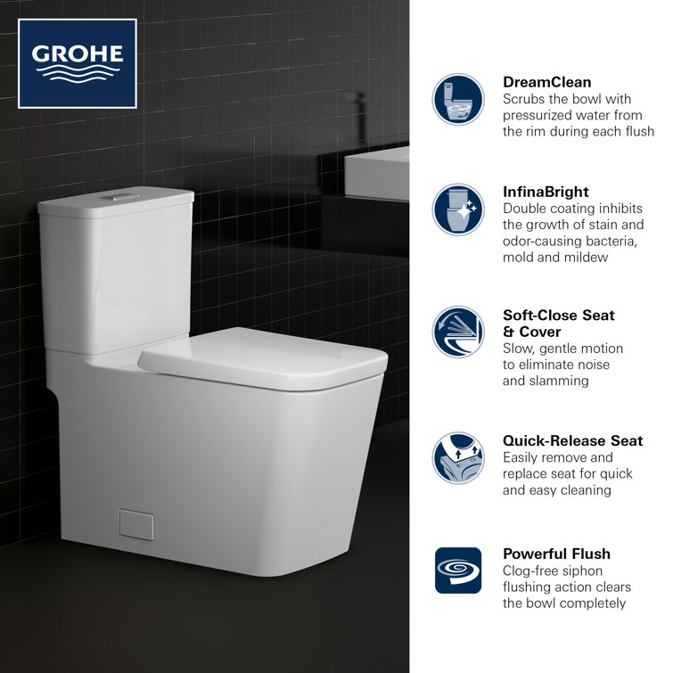 Alpine White Dual Flush Elongated Modern Toilet with Seat