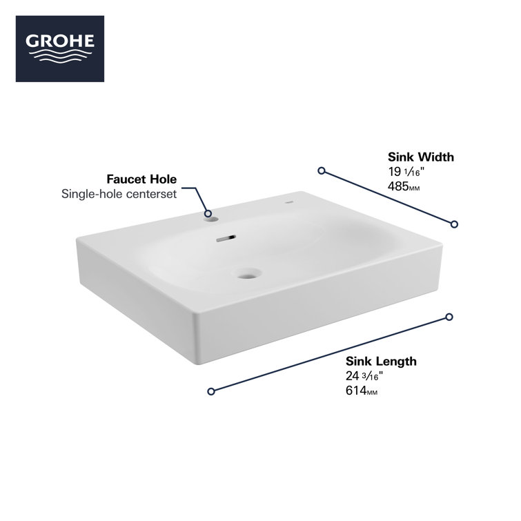 Eurocube Alpine White 24" Ceramic Wall-Mount Bathroom Sink
