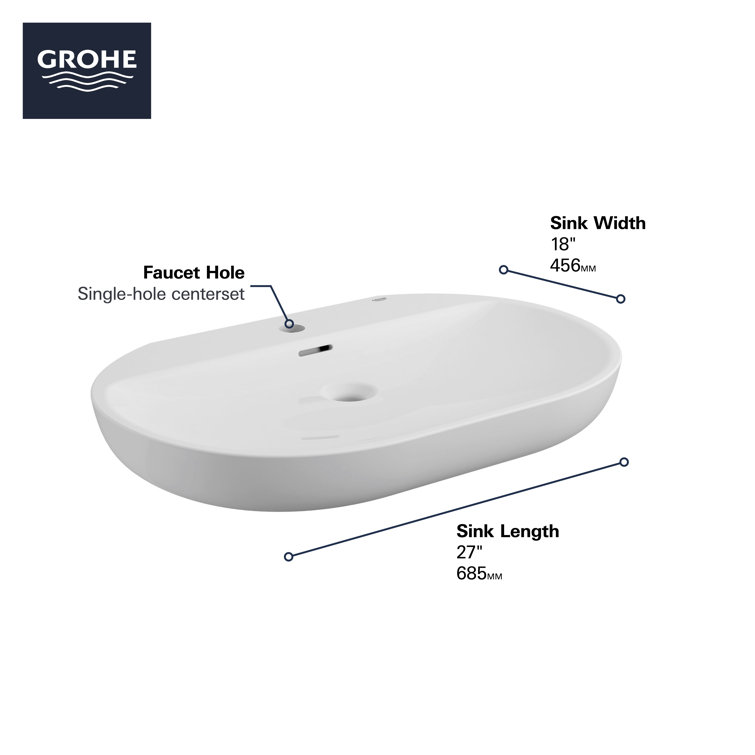 Alpine White Ceramic Oval Wall-Mount Vessel Sink