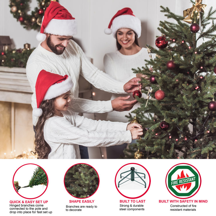 7.5' Green Pre-Lit Artificial Spruce Christmas Tree with Lights