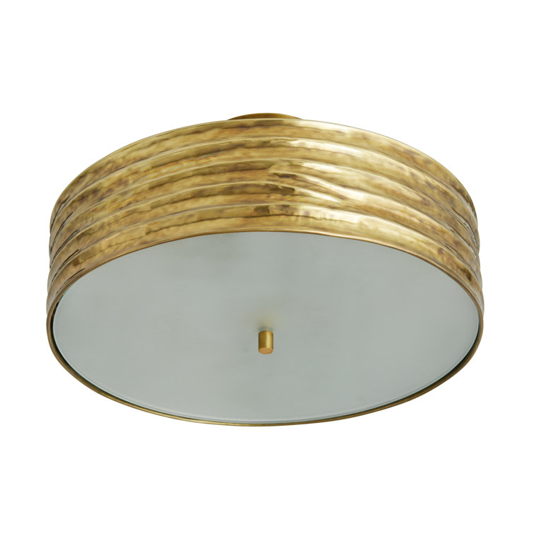 Antique Brass Drum Semi-Flush Mount Ceiling Light