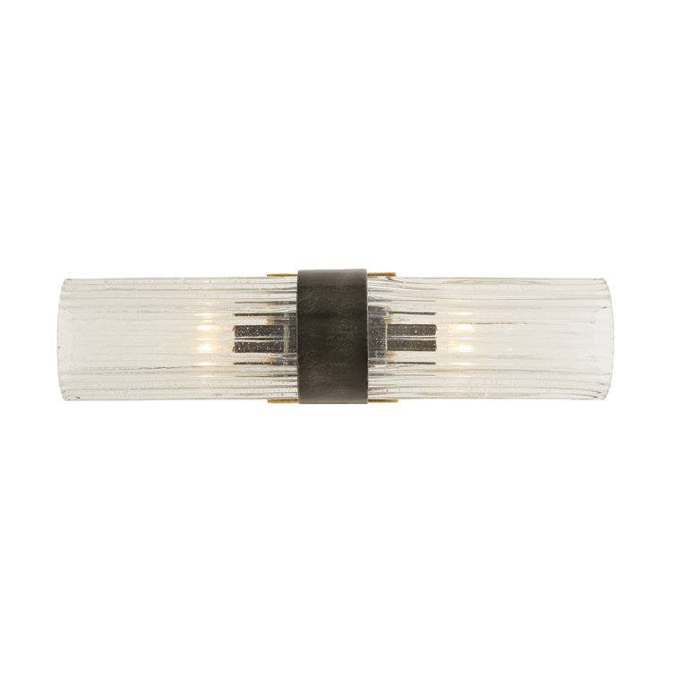 Clear Glass and Iron Plug-In Wall Sconce