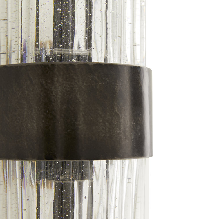 Clear Glass and Iron Plug-In Wall Sconce