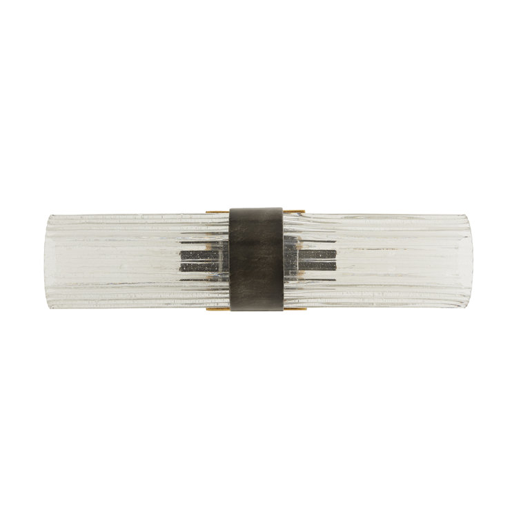 Clear Glass and Iron Plug-In Wall Sconce