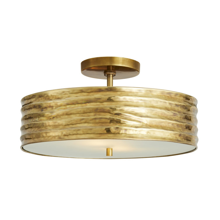 Antique Brass Drum Semi-Flush Mount Ceiling Light
