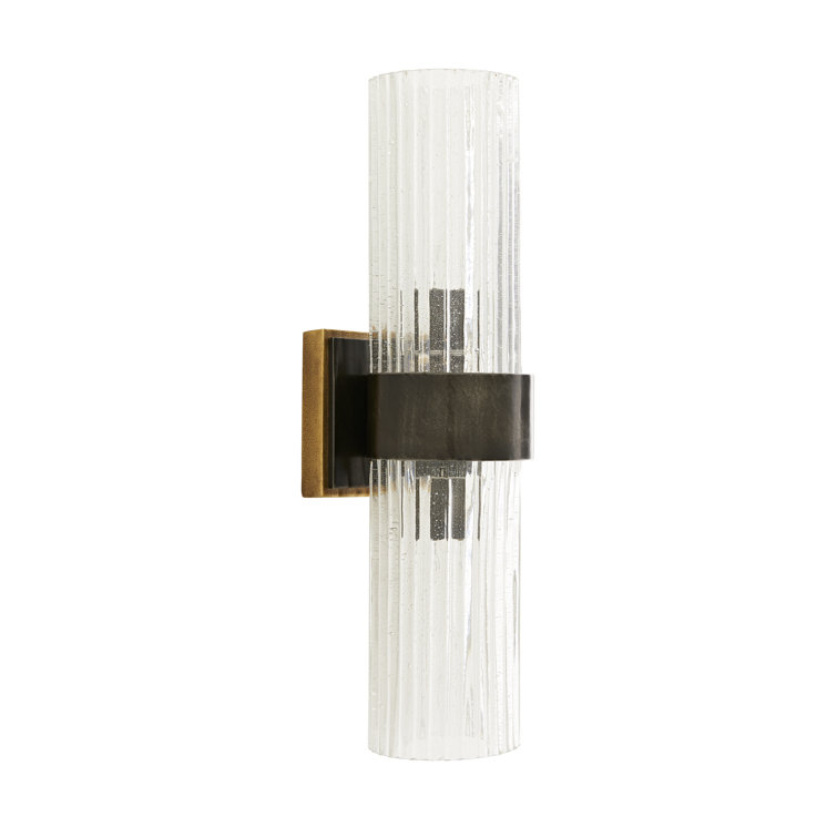 Clear Glass and Iron Plug-In Wall Sconce