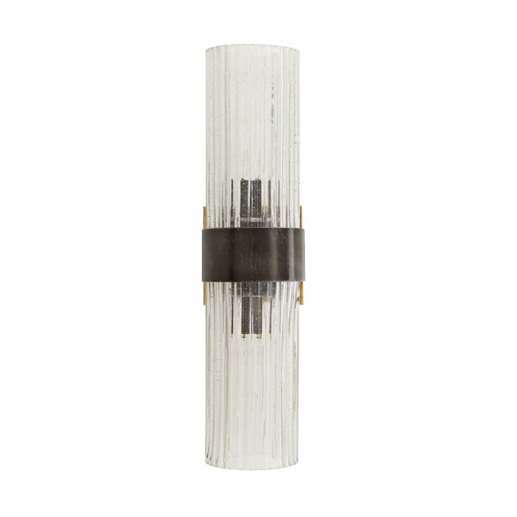 Clear Glass and Iron Plug-In Wall Sconce