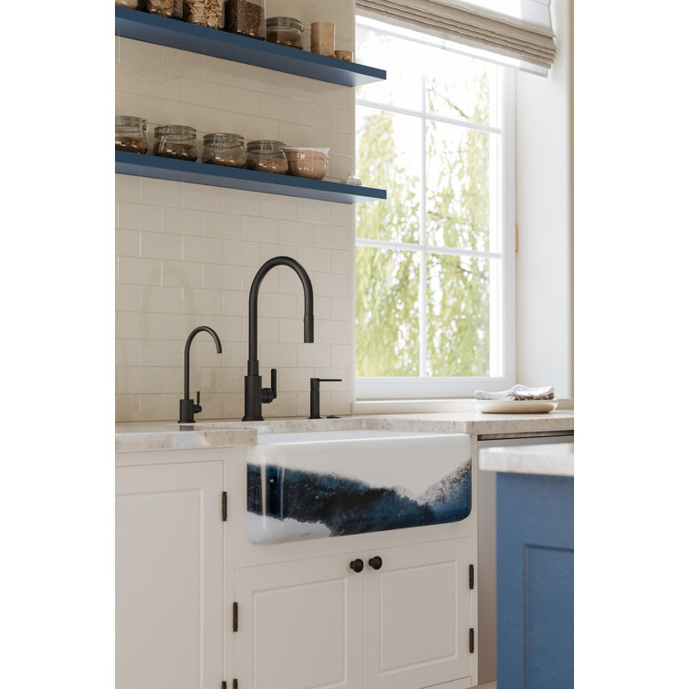 Lancaster 33" White Fireclay Farmhouse Apron Sink