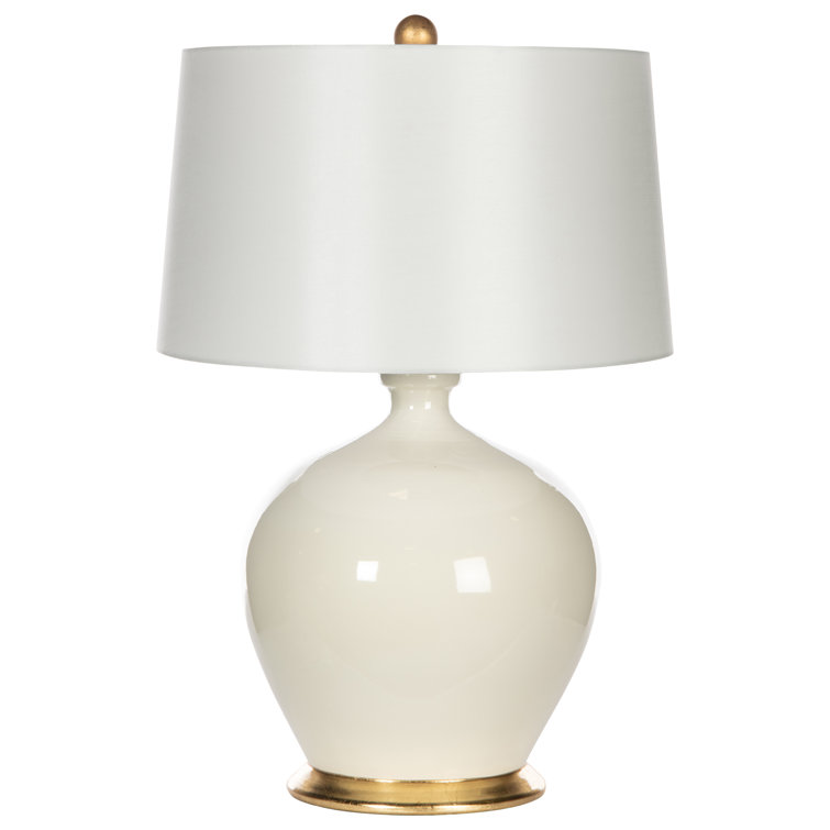 Juneau White Ceramic Table Lamp with Cream Drum Shade