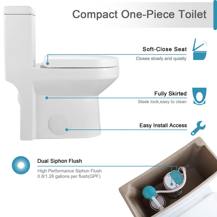 Compact White Vitreous China Dual Flush Round Toilet