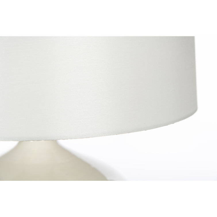 Juneau White Ceramic Table Lamp with Cream Drum Shade