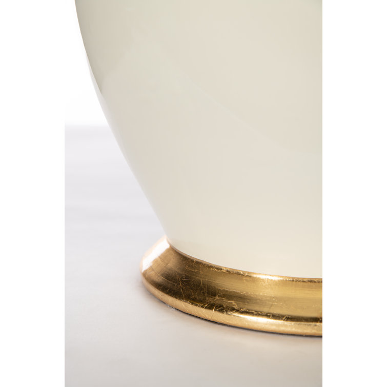 Juneau White Ceramic Table Lamp with Cream Drum Shade