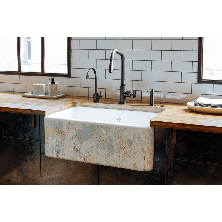 White Fireclay 30" Single Bowl Farmhouse Kitchen Sink