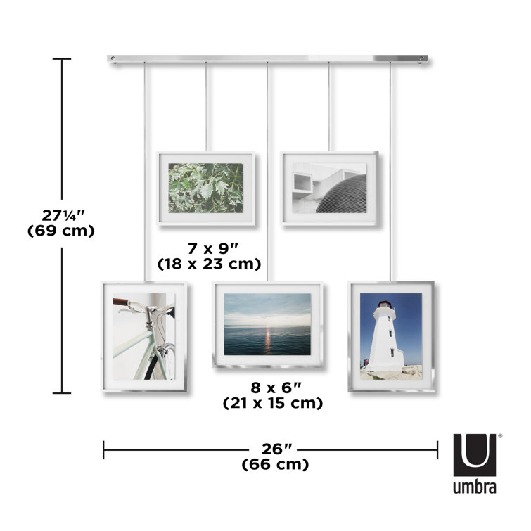 Chrome Floating Wall-Mounted 4x6 Picture Frame Set