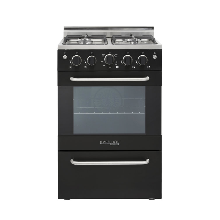 Sleek Modern 24" Black Freestanding Gas Convection Range