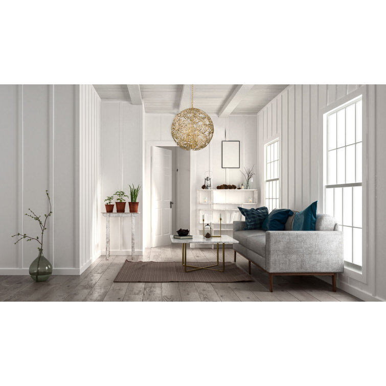Gold Glass Globe 6-Light Chandelier, 26" Height