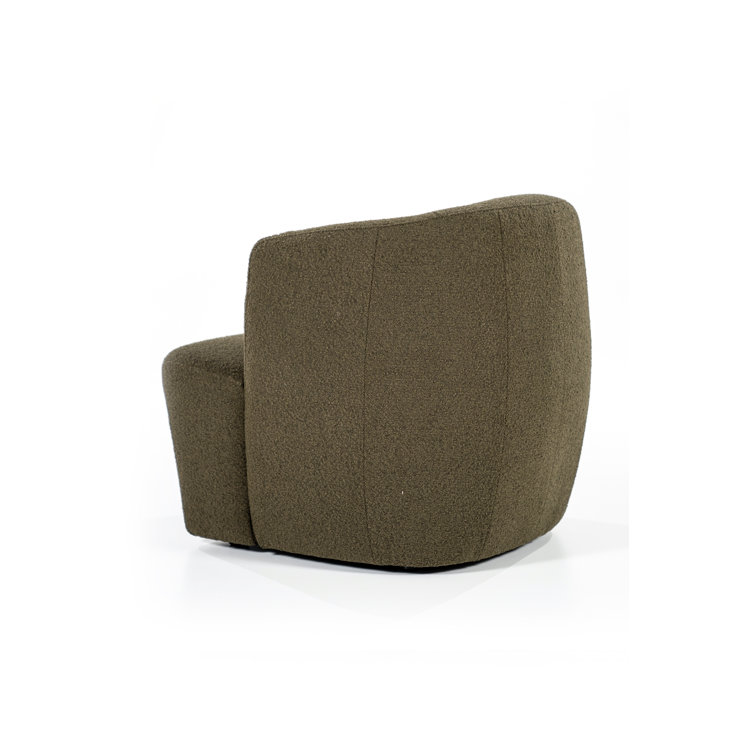 Green Polyester Upholstered Swivel Barrel Chair