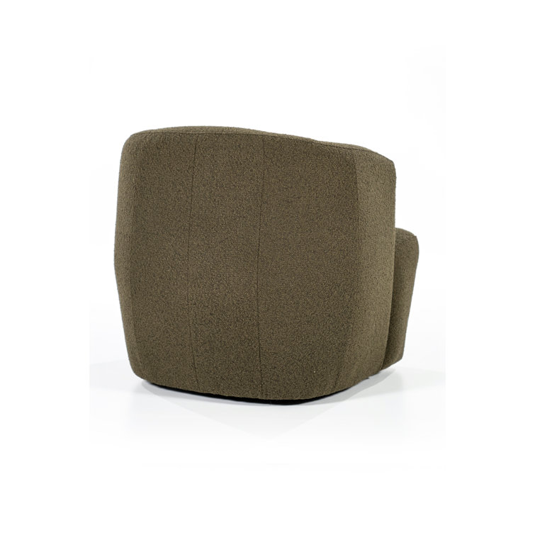 Green Polyester Upholstered Swivel Barrel Chair