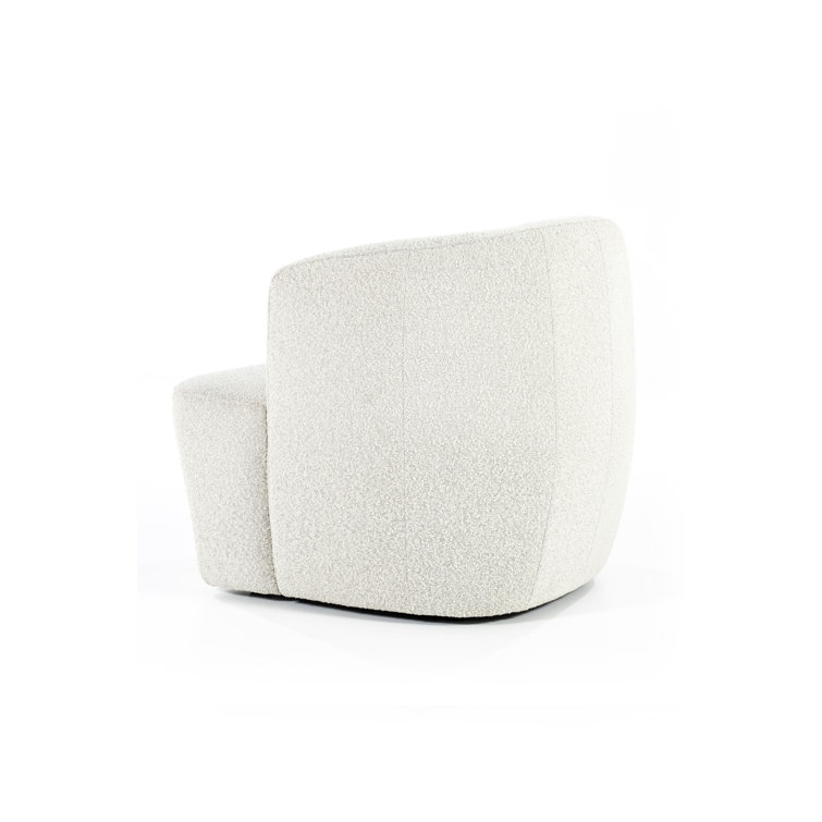 Beige Bouclé Upholstered Barrel Chair with Curved Back