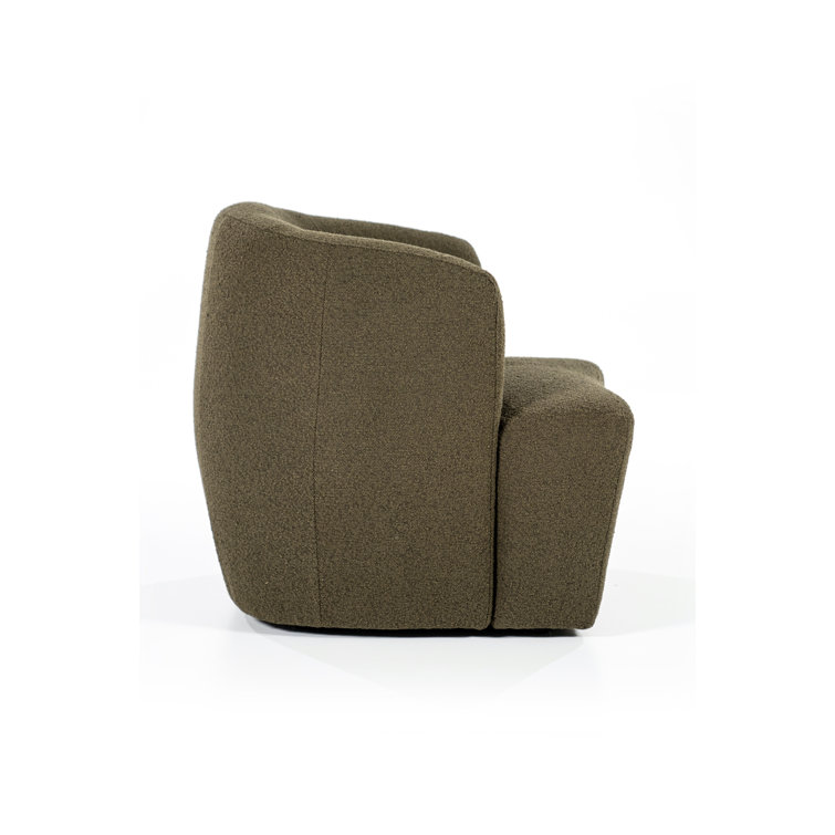 Green Polyester Upholstered Swivel Barrel Chair