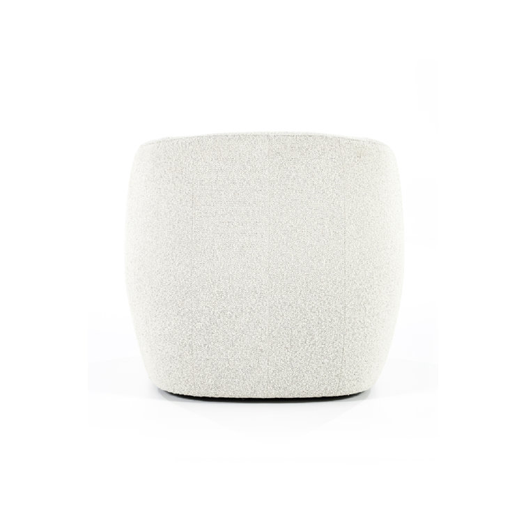 Beige Bouclé Upholstered Barrel Chair with Curved Back