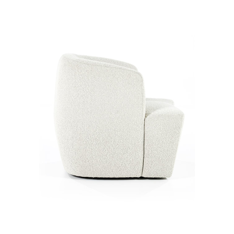 Beige Bouclé Upholstered Barrel Chair with Curved Back