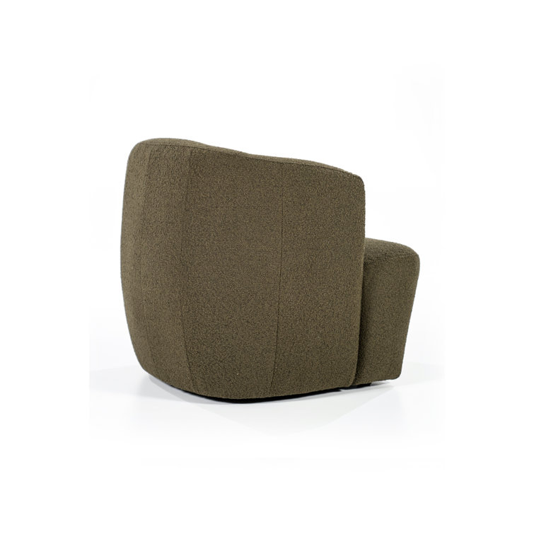 Green Polyester Upholstered Swivel Barrel Chair