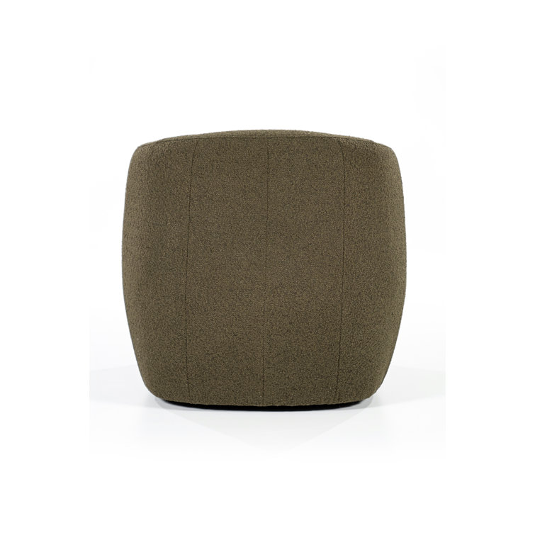 Green Polyester Upholstered Swivel Barrel Chair
