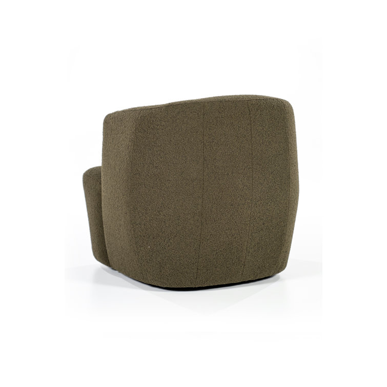 Green Polyester Upholstered Swivel Barrel Chair