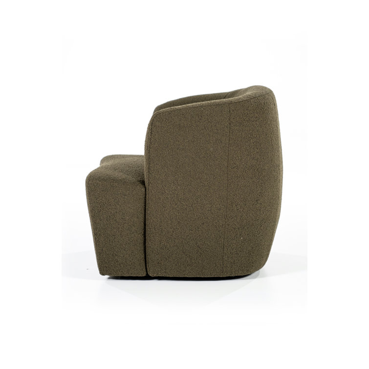 Green Polyester Upholstered Swivel Barrel Chair