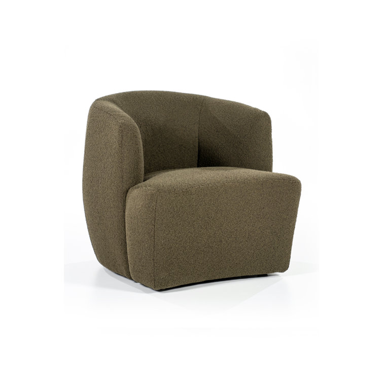 Green Polyester Upholstered Swivel Barrel Chair