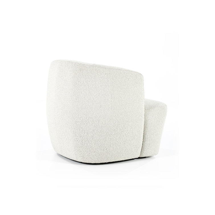 Beige Bouclé Upholstered Barrel Chair with Curved Back