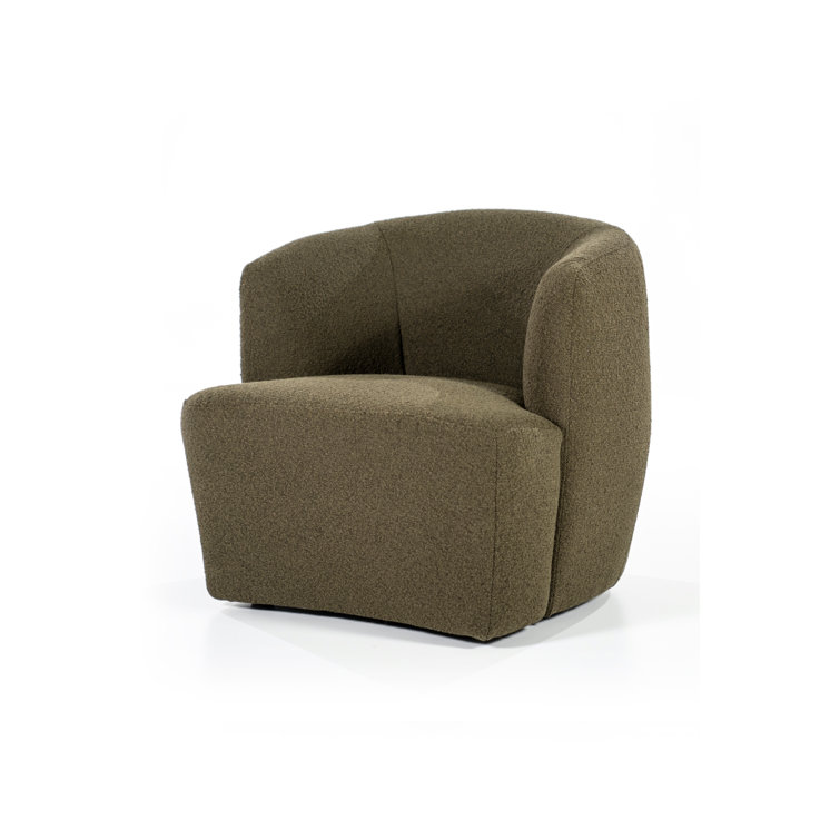 Green Polyester Upholstered Swivel Barrel Chair