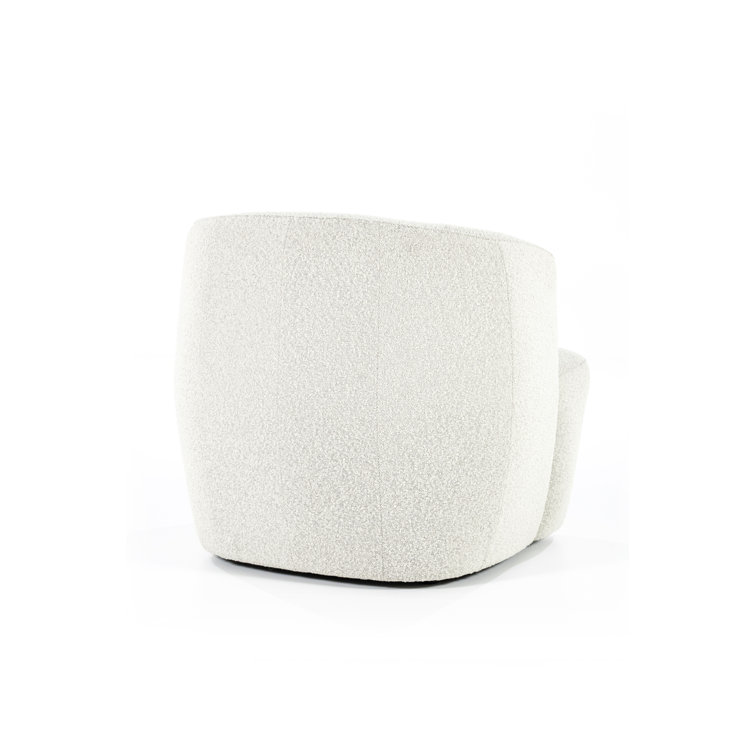 Beige Bouclé Upholstered Barrel Chair with Curved Back