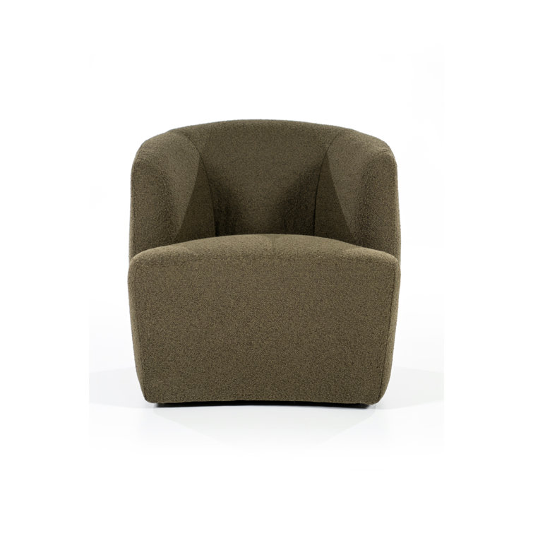 Green Polyester Upholstered Swivel Barrel Chair