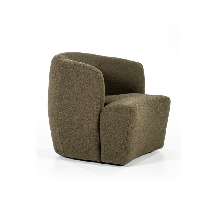Green Polyester Upholstered Swivel Barrel Chair