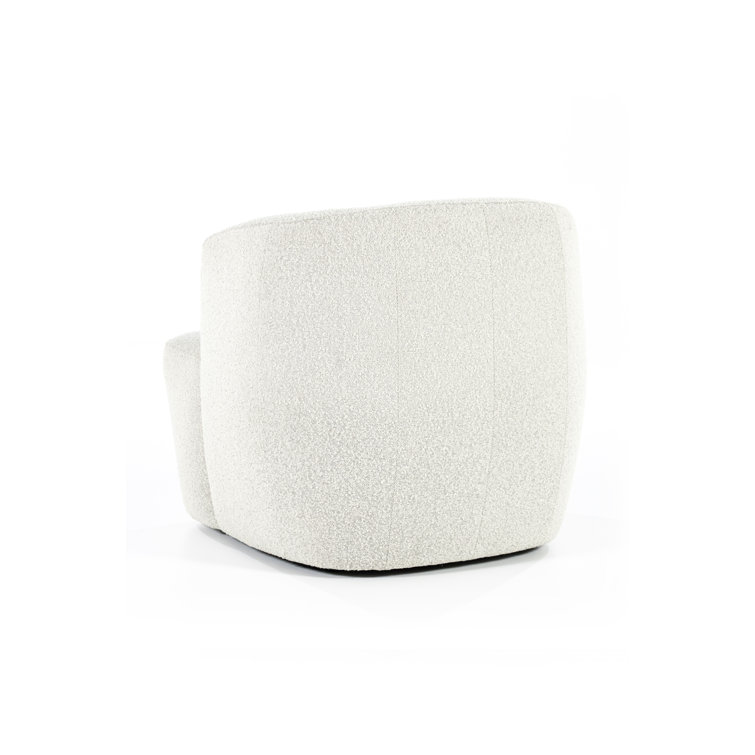 Beige Bouclé Upholstered Barrel Chair with Curved Back
