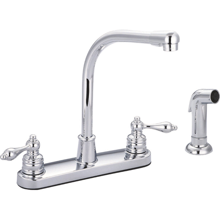 Chrome High Arc Gooseneck Kitchen Faucet with Side Spray