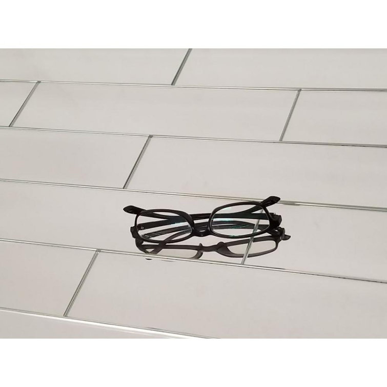 Silver Polished Glass Subway Peel and Stick Wall Tile