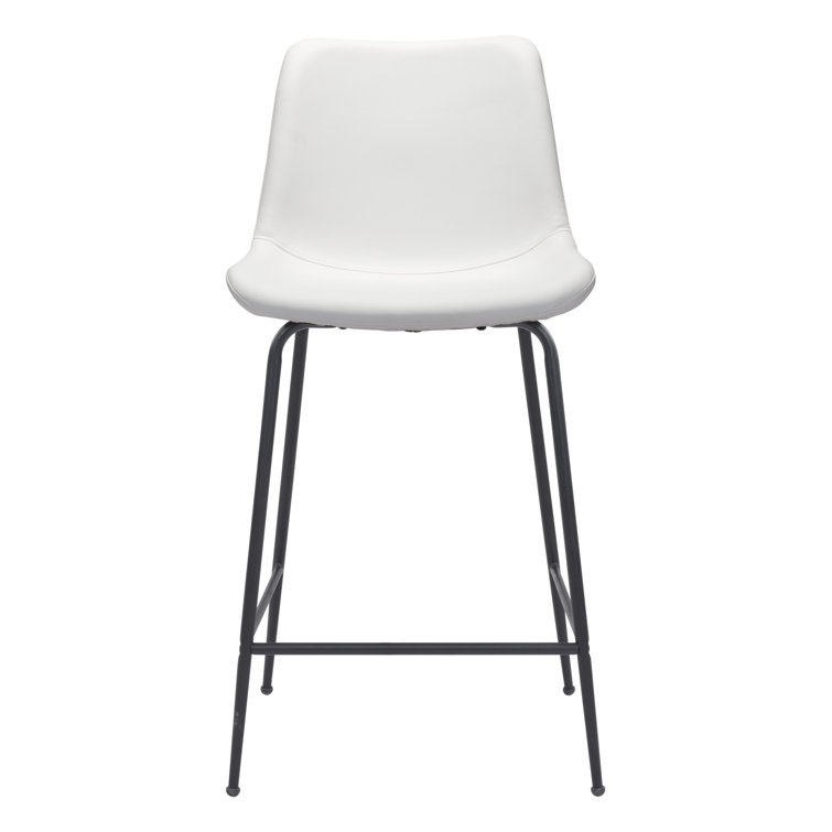 Byron Contemporary White Leather & Metal Bar Stool