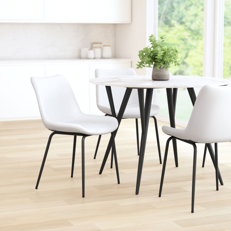 Deeter Contemporary White Faux Leather Side Chair