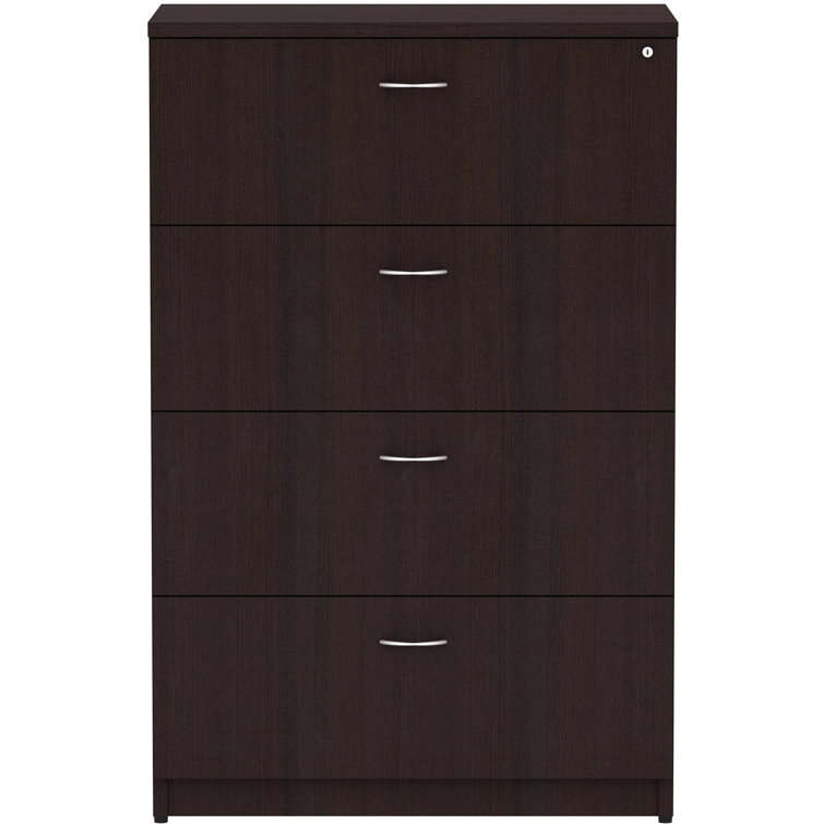 Espresso 4-Drawer Lockable Lateral File Cabinet