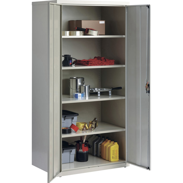 Light Gray Steel Lockable Office Storage Cabinet with Adjustable Shelving