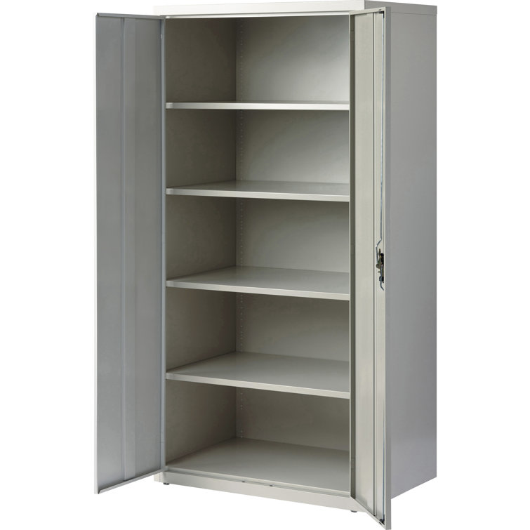Light Gray Steel Lockable Office Storage Cabinet with Adjustable Shelving