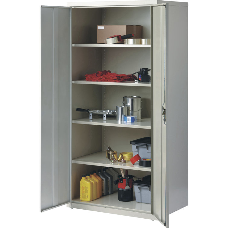 Light Gray Steel Lockable Office Storage Cabinet with Adjustable Shelving