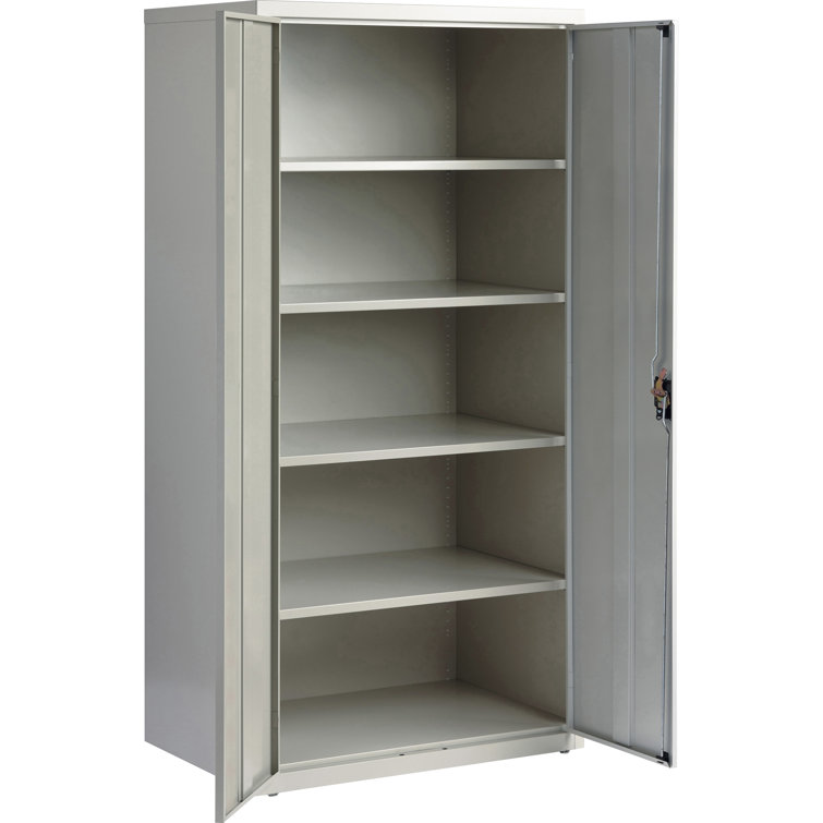 Light Gray Steel Lockable Office Storage Cabinet with Adjustable Shelving